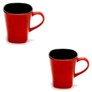 Home Trends Rave Red Square Stoneware 14 oz. Mugs Set of 2